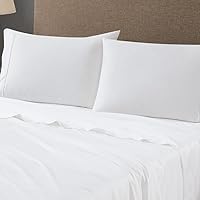 Vista 14 de Linen Closet Juego de sábanas de satén de algodón de 400 hilos, 4 piezas, tamaño matrimonial, marfil