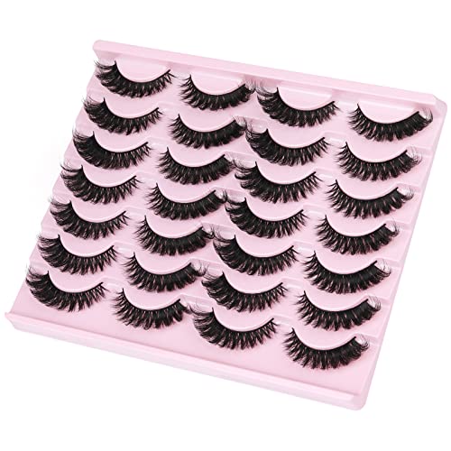 False Eyelashes Russian Strip Lashes Cat Eye Eyelashes Faux Mink Lashes Fox Eye Fluffy Dramatic Fake Lashes Look Like Extension Eyelashes Long Strip Wispy Lashes14 Pairs #TOP5