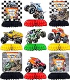 Monster Truck Party Decorations - Honeycomb Centerpieces for Kids' Monster Truck Birthday and Baby Shower Table Decor