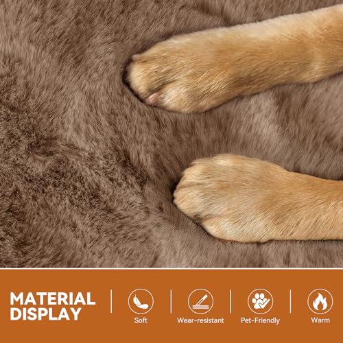 Image of Zerbuger Dog Stairs with Furry Lids 18 inch H, 3-Step Wider Dog Steps with Storage for Small /Medium /Large Old Dogs Cats, Folding Sturdy Pet Stairs Climbing Bed Couch, Ramp for Car Up to 200 lbs, Khaki
