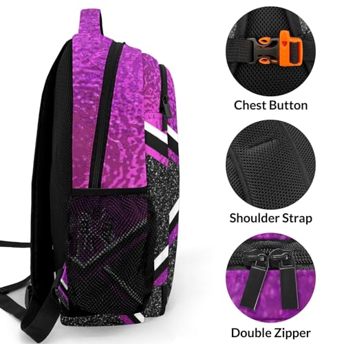 Cheer Cheerleading Purple Waterproof Backpack Shoulder Bag Shcoolbag Book Bag for Boys Girls4