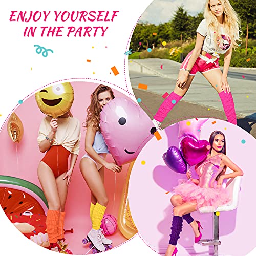 Satinior Women Knit Leg Warmers 80S Ribbed Leg Warmers Eighty's Neon Leg Warmers Costume Hot Tall Leg Warmers For Sports(Mixed Color, 18 Pairs) #TOP6