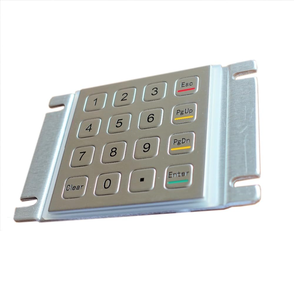 Tastiera in metallo Resistente agli atti vandalici Robusta tastiera in acciaio inossidabile con montaggio a pannello for tastiera industriale USB Kiosk con 16 tasti Matrix 4x4