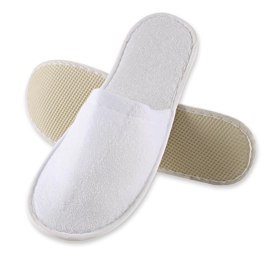 FRANZ MENSCH 200 Stück Hygonorm Slipper Classic, geschlossen | Polyester, Karton, weiß, Einheitsgröße, L: 28,5cm, B: 11cm, H: 1cm, Hotelslipper, Einweg-Hausschuhen, Gästeschuhe