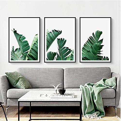 Peintures murales affiches sur toile feuilles tropicales vertes 50x70cm