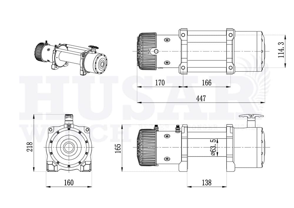 Elektryczna wciągarka linowa 12 V, 3856 kg (3856 kg) z syntetyczną linką 20 m, bezprzewodowy pilot zdalnego sterowania, 3-stopniowa przekładnia planetarna – do lawety, samochodów