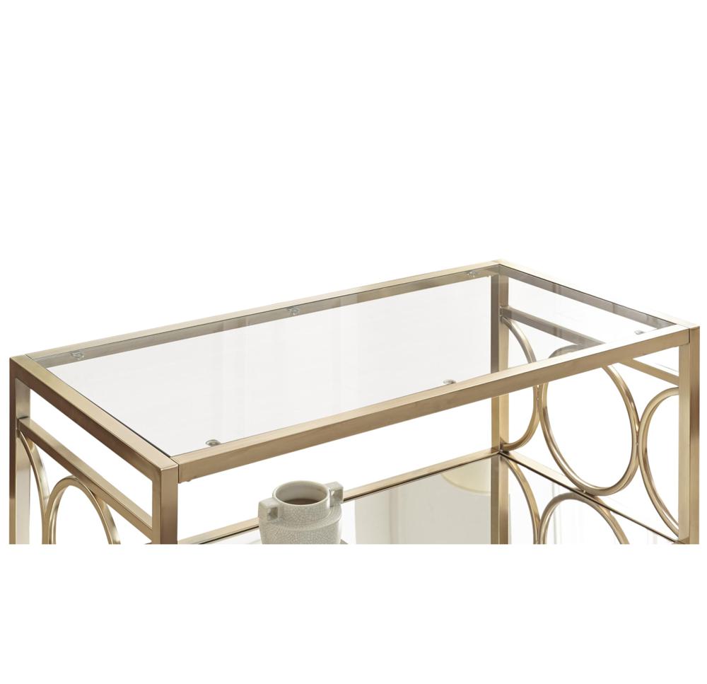 Steve Silver Tavolini A Incasso Rayne: Set Da Cocktable Con Piano In Vetro Effetto Marmo Bianco E Base Cromata, 2 Pezzi Con Ruote, 36x36x20 E 28x28x17 - 5