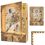 KWYADLUO 11x16 Shadow Box Frame with Light, Wedding Memorial Display Case with Shelves, Drawer and Slot for Keepsakes Large Deep Shadow Box for Flowers,Wedding Gift, Rustic Wood