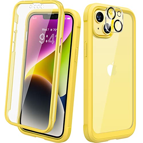 Diaclara Designed For Iphone 14 Plus Case, Full Body Rugged Case With Built-In Touch Sensitive Anti-Scratch Screen Protector, With Camera Lens Protector For Iphone 14 Plus 6.7" (Lemon Yellow) #TOP3