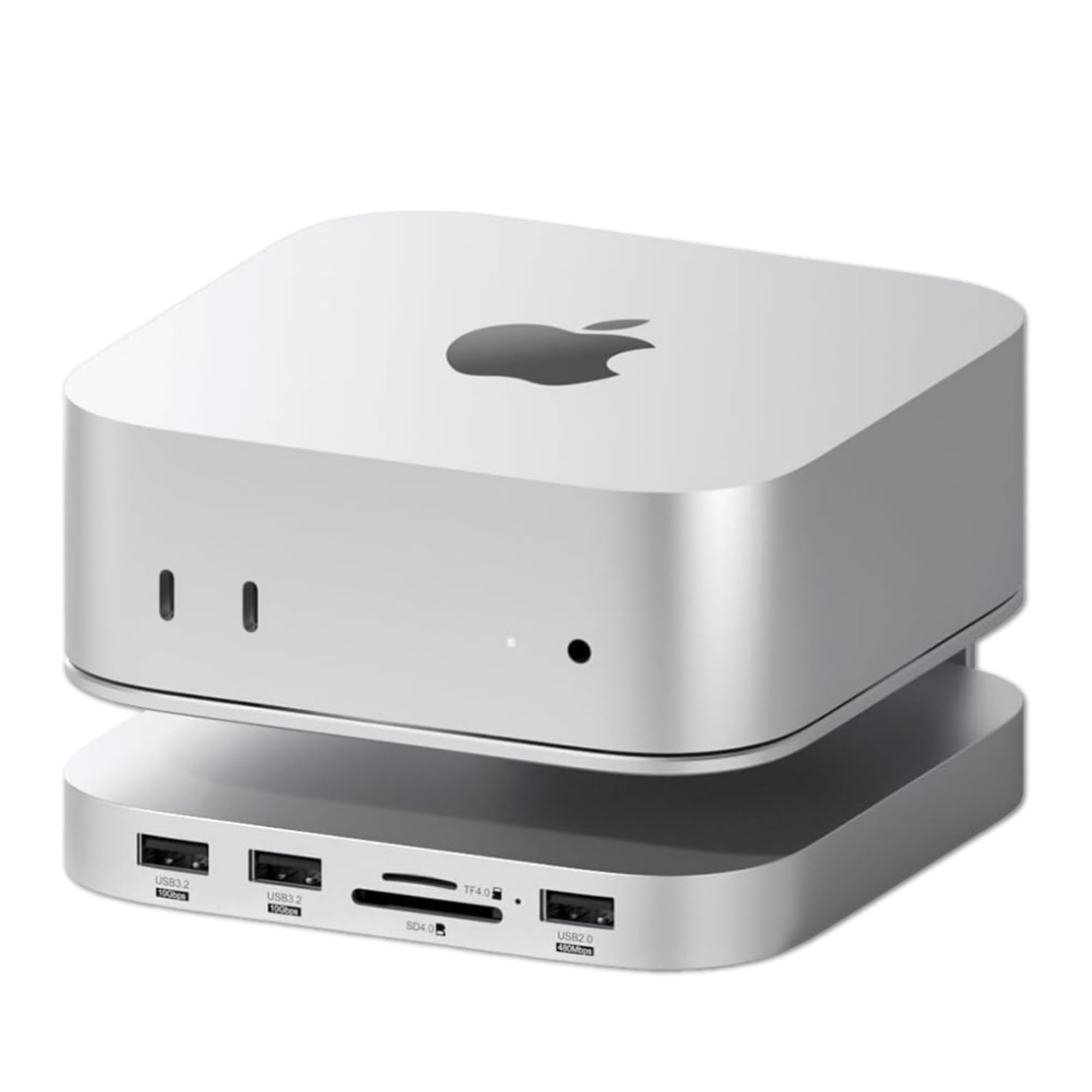 Hagibis Hub e Supporto per Mac mini M4 con alloggiamento SSD, docking station USB-C 3 in 1 con case SSD M.2 NVMe, USB 3.2 Gen2 10 Gbps, SD 4.0, TF 4.0, alimentazione 5V/2A per M4 Pro (MC60)