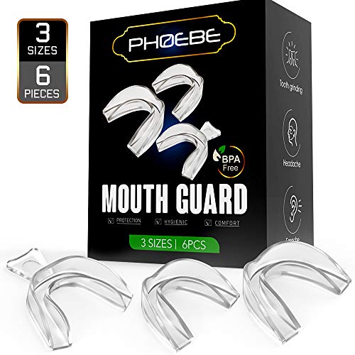 Mouth Guard for Grinding Teeth PHOEBE Night Dental Guards for Teeth Grinding,Kid Mouth Guard Mouldable Tooth Bite Guard Stop Teeth Grinding Eliminates Bruxism 6PCS