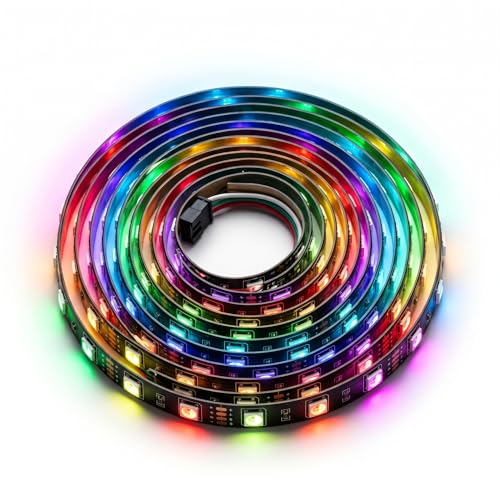 Image of Gleons WS2812B Dream Color LED Strip 5M, Individually Addressable RGB Pixel LED Light Strip, 60 LED /m 5V ARGB Flexible LED Tape with Black PCB for Gaming Room, PC, DIY Decoration