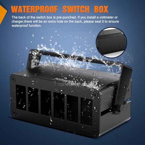 Image of Nilight 6 Gang Rocker Switch Box Detachable Housing 6 Holes Aluminum Panel