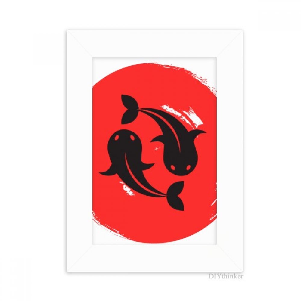 Peinture poissons rouges style japonais avec cadre photo blanc 10x15 cm