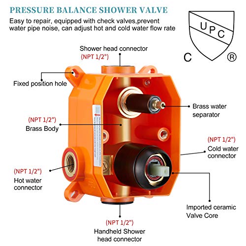 Himk Shower System, Wall Mounted Shower Faucet Set For Bathroom With High Pressure 10" Rain Shower Head And 3-Setting Handheld Shower Head Set (Pressure Balance Shower Valve Include),Oil Rubbed Bronze #TOP4