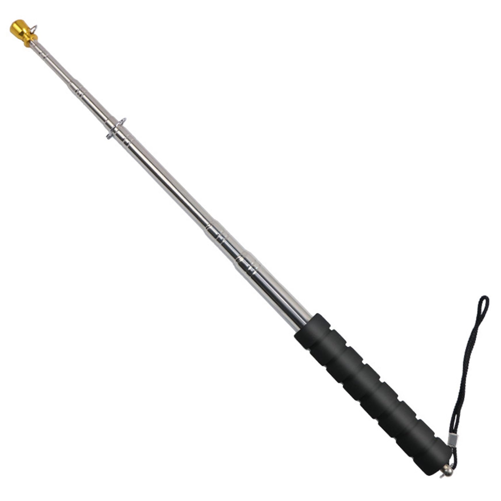 Palo telescopico da 2,5 m in acciaio inox, palmare telescopico, con manico antiscivolo, portatile, estensibile, per guida turistica, nero