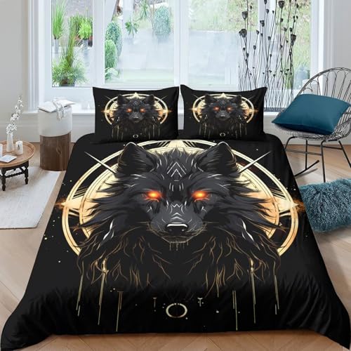 Housse de couette loup 200x200 lit double parure microfibre ultra douce - 4