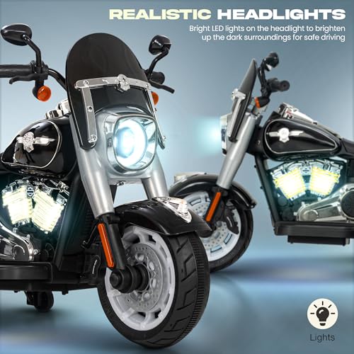 Image of Baybee Thunderbolt Baby Battery Operated Bike for Kids with Foot Accelerator, Bluetooth & Music | Ride on Toy Kid's Bike with LED Light | Baby Electric Bike for Kids to Drive 3 to 13 Years (Black)