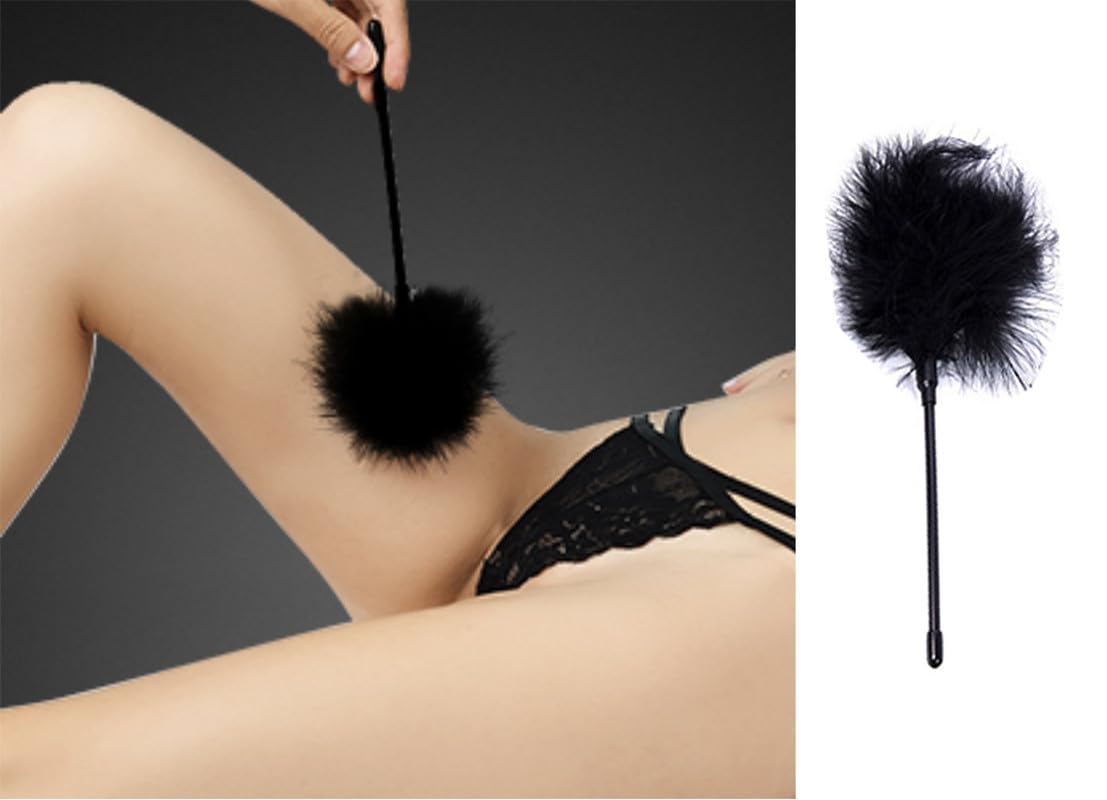 Negro Blando Dormitorio Herramienta Accesorio Pluma Multifuncional Ligera Palo, Peluche Negro Adecuado para El Masaje En El Hogar Y La RelajacióN, Accesorios EróTicos