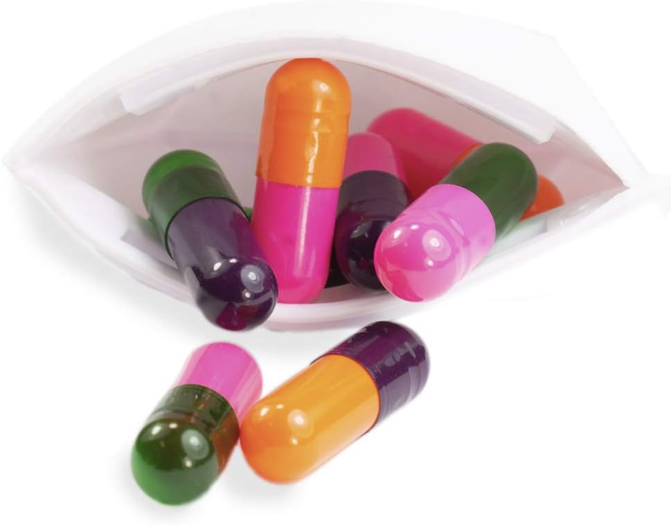 GMS Easy Squeeze Open Pill Pouch for Organizing Medication, Pills, Vitamins, and Tablets for Travel (White)