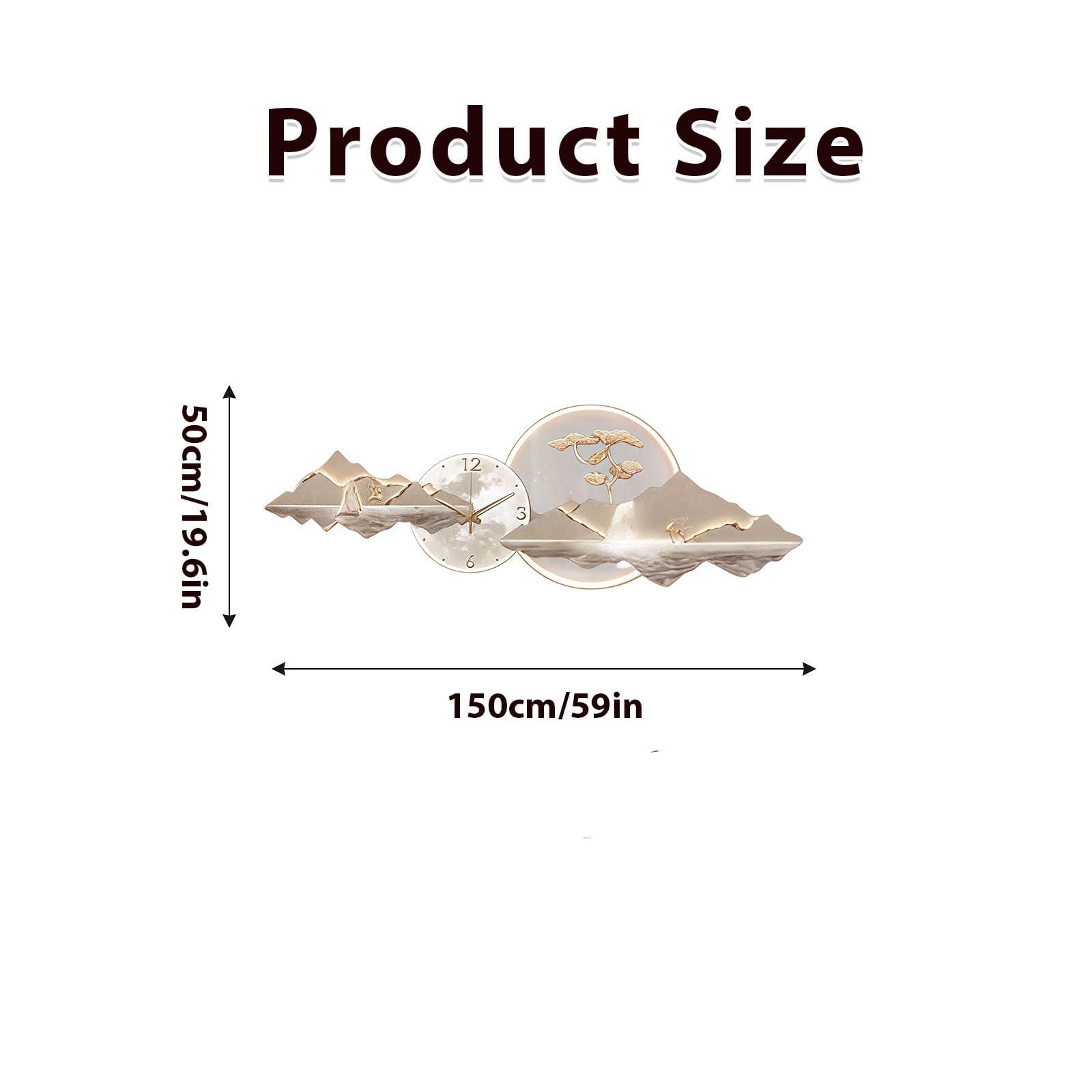 Reloj de pared silencioso estilo Art Déco, reloj de acrílico con luz LED, cuadro decorativo para colgar en la pared, ideal para sala de estar, dormitorio, oficina o recibidor.(Wit,150cm/59in)