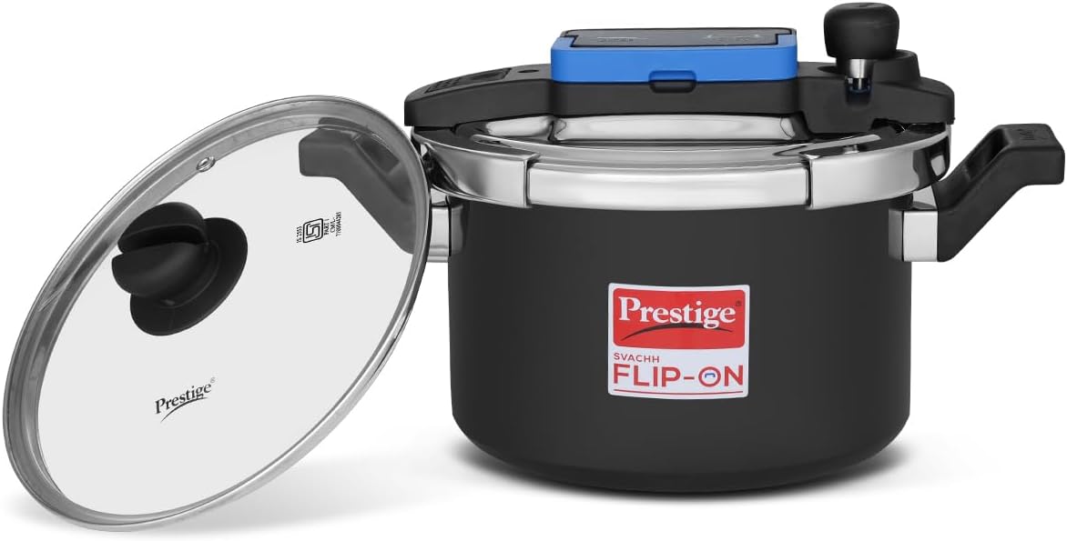 Prestige Hard Anodised Svachh Flip-On Cooker 5.0 LTR | Induction Compatible Pressure Cooker | MPF20161