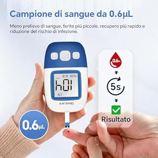 Sinocare Misuratore Glicemia, Glucometro, Kit Misuratore di Zucchero nel Sangue con 25 Striscette per Glicemia - mg/dL (Safe AQ Angel)