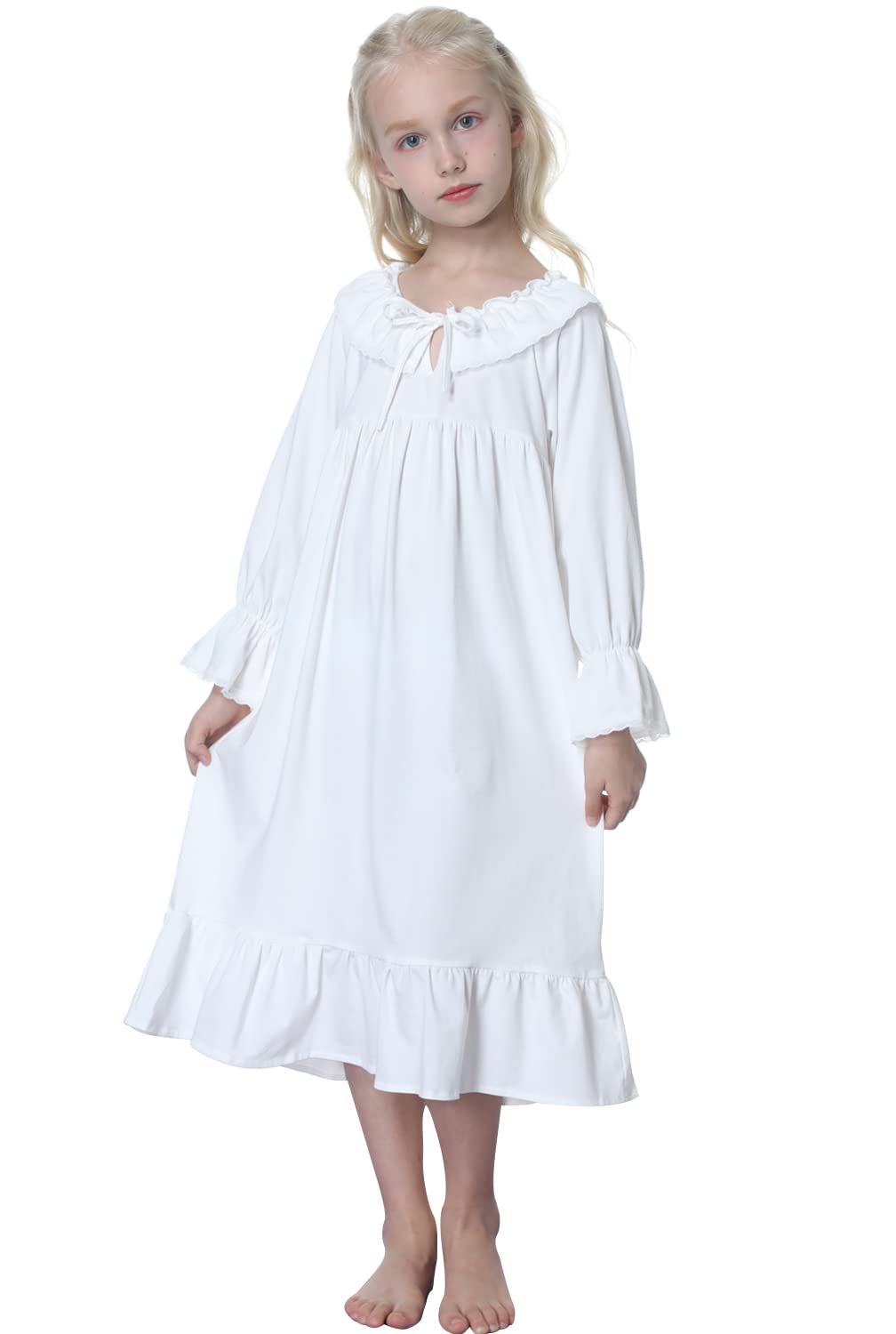 PUFSUNJJ Kids Girls Soft Cotton Nightgown Sleepwear Dress Toddler 3-12 Years