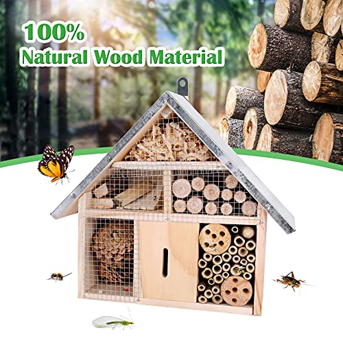 Wooden Insect House for Garden Insect Hotel for Ladybugs,Mason Bees,Butterflies,Ladybirds Hanging Bamboo Habitat (Wooden) (Insect A) - Image 5