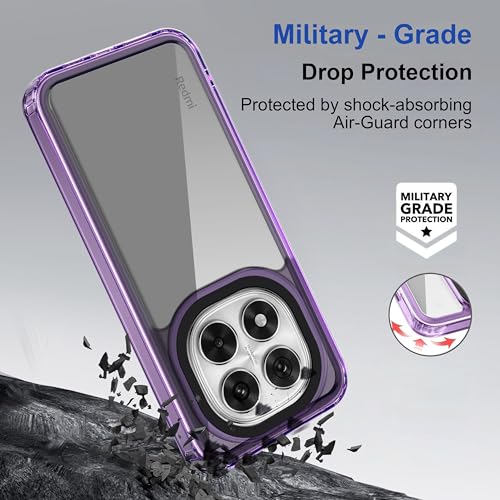 Image of Zapcase Back Case Cover for Mi Redmi Note 14 Pro 5G | Compatible for Mi Redmi Note 14 Pro 5G Back Cover | Case Cover with Camera Protection | (TPU + PC | Translucent Purple)