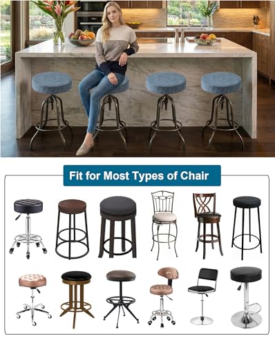Image of CRFATOP 2 Pack Waterproof Bar Stool Covers Round Seat Slipcover,L,03