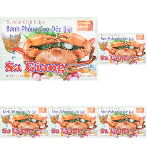 Sa Giang Pack Chips de Cangrejo Crudo de 1 x 200 Gr 200 g (Paquete de 5)