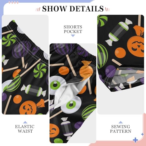 ZZXXB Halloween Candy Print Boys Long Pants Soft Trousers Elastic Waist Kids Lounge Bottoms with Pockets S-XL4