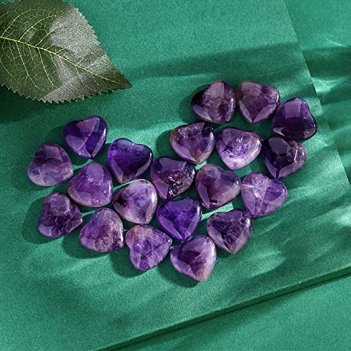 Image of QINJIEJIE 20 PCS Amethyst Heart Crystal Purple Healing Crystals Natural Cute Stones Pocket Healing Palm Love Bulk Set Wholesale Reiki Energy Balancing Meditation Valentine's Day Gift