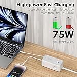 European Travel Plug Adapter, FOVAL US to UK Europe Power Strip 75W USB C Charger with 5 USB Ports, 3 AC Outlets, 5ft Extension Cord, for Spain, France, Ireland, Travel Home Cruise Ship - Image 2