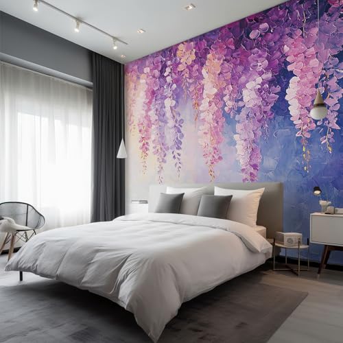 Fototapete Vlies Tapete Rustikale Lavendel Provence Fototapeten Vliestapete Tapeten Moderne Wandtapete, Wohnzimmer, Flur, TV Hintergrund Wandtapete Poster Bilder Wand Deko, 350 x 256cm (B×H), Lila