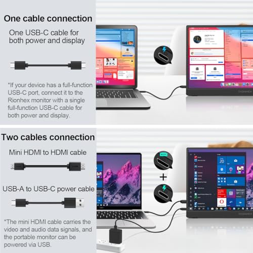 Image of Portable Monitor, 15.6 inch 1080P USB-C HDMI Travel Monitor Built-in Stand VESA, External Screen for Laptop, PC, Mac, PS, Xbox, Swich IPS HDR Ultra-Thin