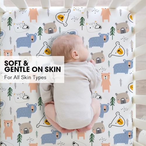 Image of Little Grape Land Crib Sheets for Boys and Girls, 2pk Baby Crib Fitted Sheet for Standard Size Crib and Toddler Mattress, Super Soft Baby Sheet