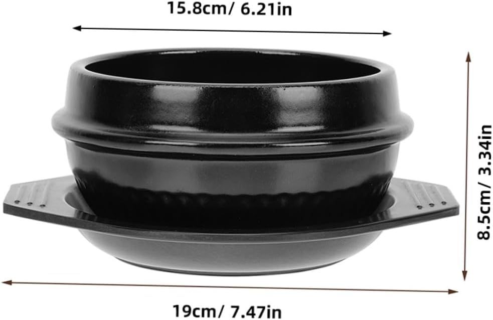 Garneck Korean Ceramic Casserole Pot with Tray Heat Resistant Cookware for Bibimbap Stews and Soups for Everyday Cooking and Korean Cuisine