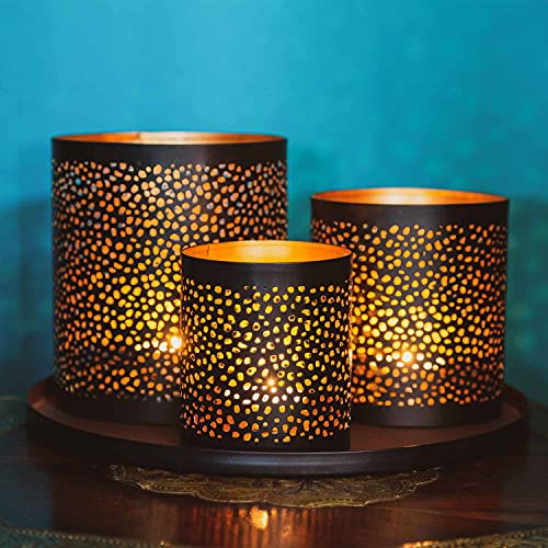 Marrakesch Orient Deko Set Geschenkset -4- für Frauen und Männer | Tablett Serviertablett rund rutschfest 3X Windlicht… – Bild 6