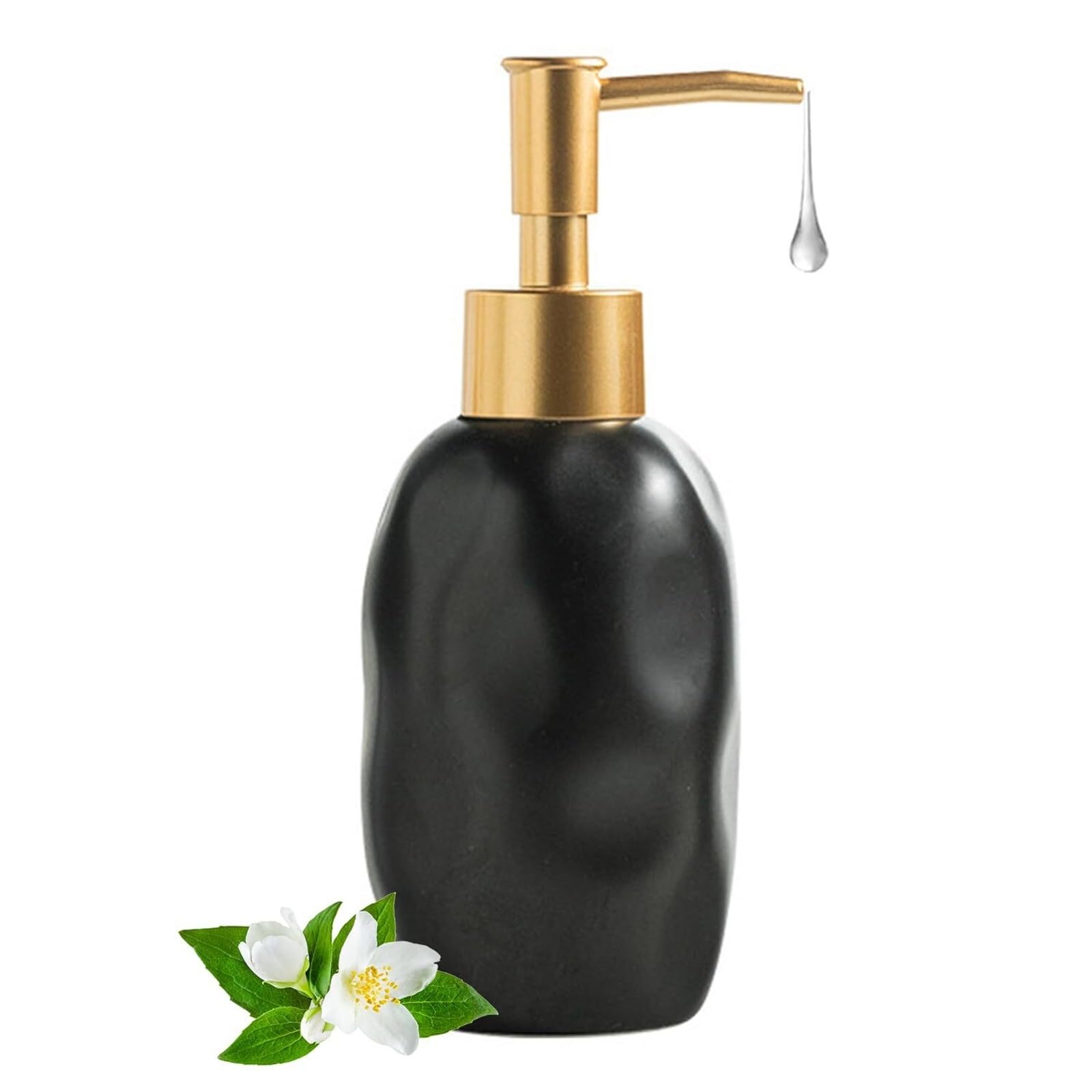 Empty Barthroom and Dish Ceramic Dispenser Kitchen Soap Decor for Counter(Black)