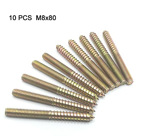 Image of Hanger Bolt M8x80 Double Headed Bolt Self-Tapping Screw for Furniture 10Pcs