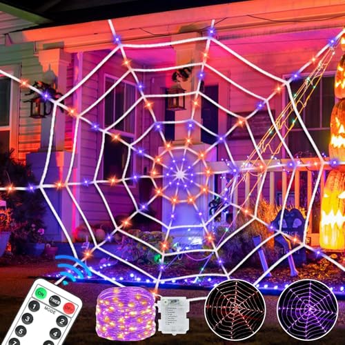 TISMHGKU Luci Ragnatela,Ragnatela Luminosa di Halloween,Luci a Ragnat-ela di Halloween,LED Ragnat-ele Hallowee-n,Adatto per decorazioni interne ed esterne