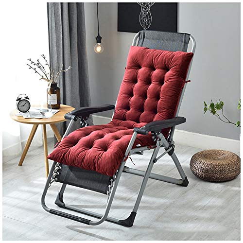 Cojín de Silla de Decoración de Oficina En Casa Acolchado Grueso Colchoneta para Tumbona Reclinable de Patio Jardin,Vino Rojo,160x50x10cm