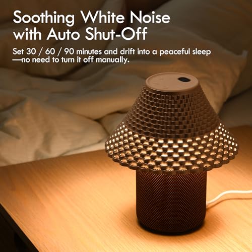 Image of Bedside Table Lamp with White Noise Machine - 10 Soothing Sounds, Gesture Control Sensor & Dimmable Night Light - 30 /60 /90 Min Auto-Off Timer for Sleep, Nursery, Office & Home Decor- Gold