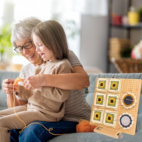 Image of 15 inch Bamboo Crochet Blocking Board with 15 Stainless Steel Pegs - Granny Square Blocking Board