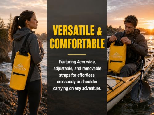 Bolsa seca impermeable HORIEN, mochila con cierre enrollable de 15 litros, ligera y flotante para camping, kayak, pesca y viajes miniatura 7