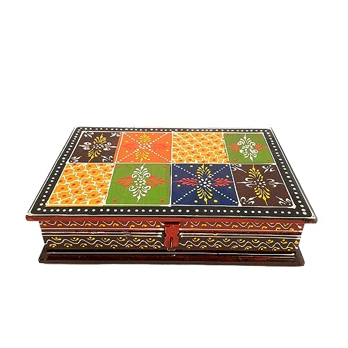 Image of Apka Mart The Online Shop Jewellery Box | Decorative Wooden Jewelry Box | Multi-Purpose Storage Box - for Home, Dressing Table Decor, Storage & Gifts - (7X10) Inch (Wood, Multicolor)