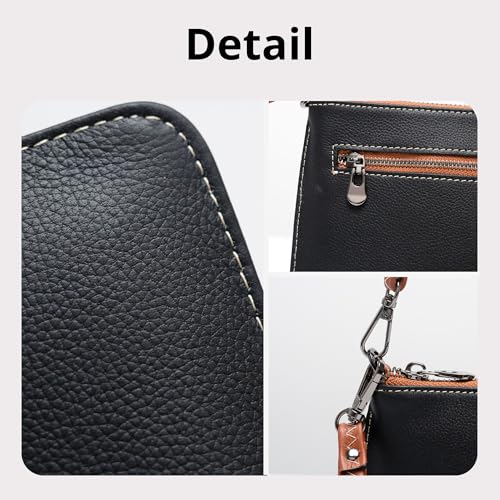 Image of Bveyzi Genuine Leather Wristlet Purses for Women, Envelope Clutch Wallet Small Crossbody Bags for Dressy Evening