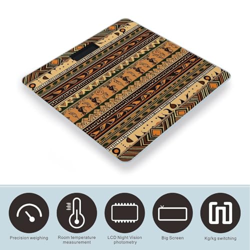 Báscula digital de baño con diseño africano y vidrio templado miniatura 3